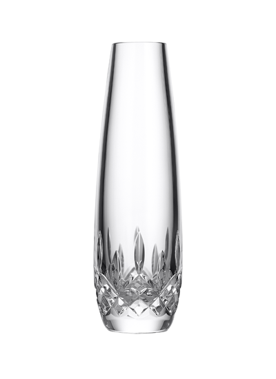 Waterford Crystal Lismore Essence Bud Vase, 8 inch tall with a slender design and iconic wedge cuts, ideal for displaying a single flower or stem